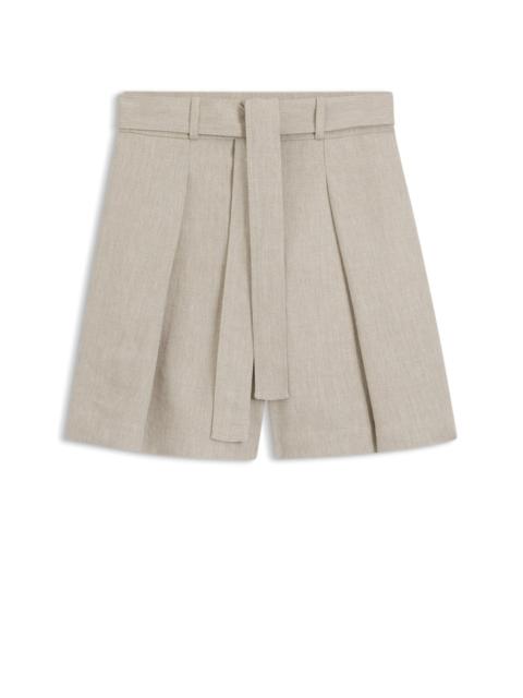 BOSS RELAXED-FIT LINEN-BLEND CULOTTES WITH HERRINGBONE WEAVE