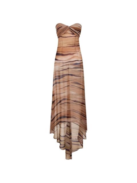 ELISABETTA FRANCHI strapless tiger-print maxi dress