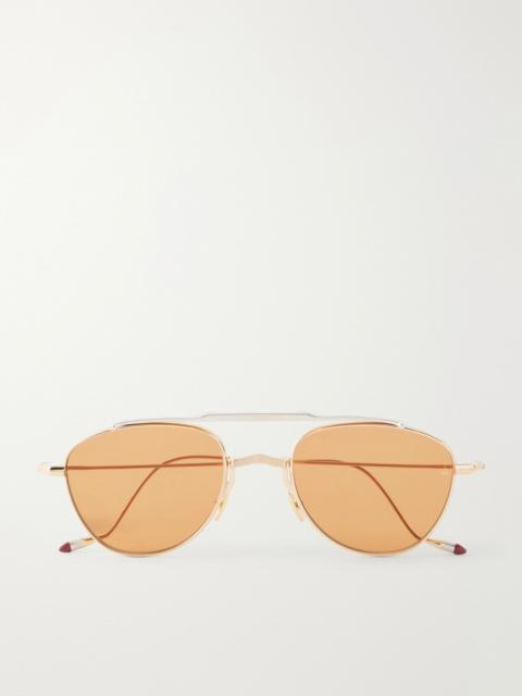 JACQUES MARIE MAGE Flynn double-bridge aviator-style gold-tone titanium sunglasses Gold
