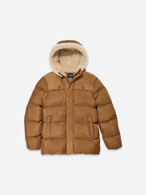 UGG ® Men's Shasta Down Puffer Jacket Nylon/Shearling in Chestnut