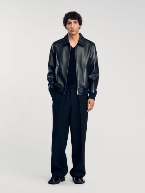 Sandro PLAIN LEATHER JACKET