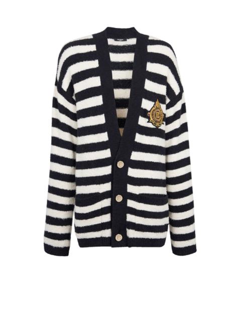 Balmain Cotton cardigan with strippes and Balmain badge