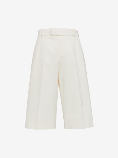 Alexander McQueen Men's Pleated Baggy Shorts in Ivory