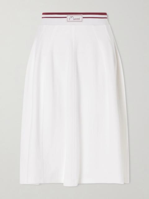 Marni Appliquéd cotton-blend jersey midi skirt White