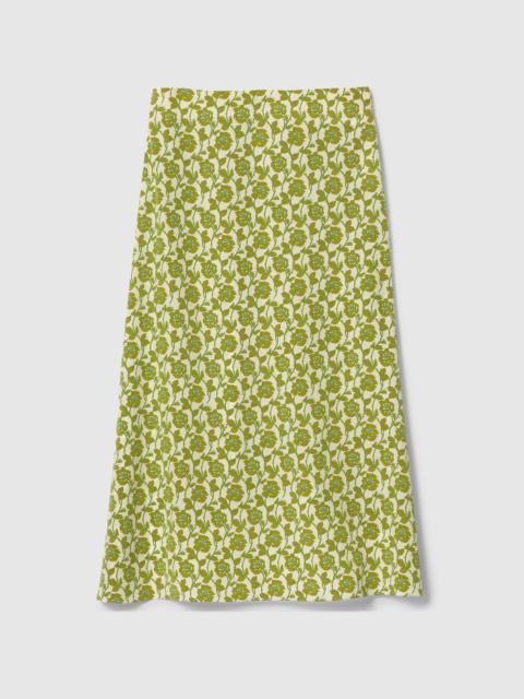 【関税&送料込】Gucci Crepe De Chine Short Skirt GUCCI Floral print silk crêpe de chine skirt | REVERSIBLE