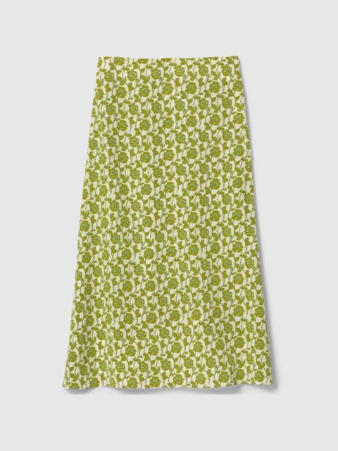 Floral print silk crêpe de chine skirt