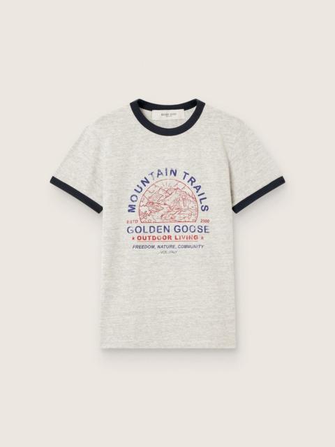Golden Goose Women's T-shirt in gray melange cotton with print