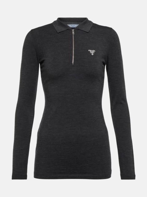 Prada Logo wool-blend zip sweater