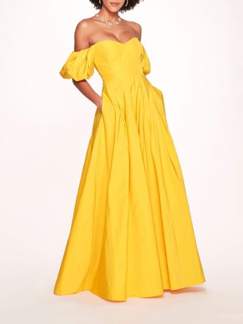 Marchesa BALLOON SLEEVE TAFFETA GOWN