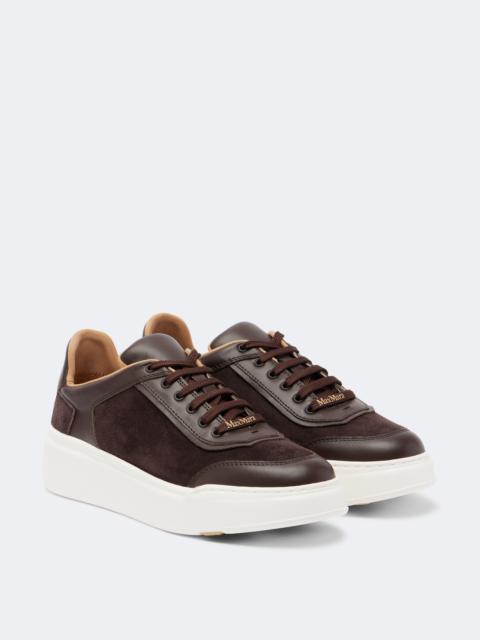 Max Mara Leather-trimmed suede platform sneakers