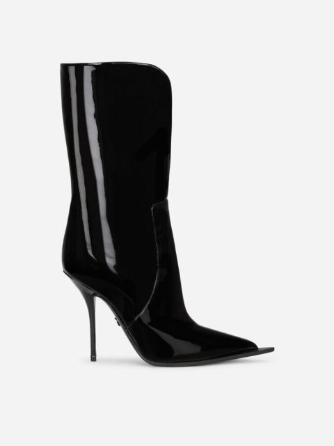 Patent leather ankle boots