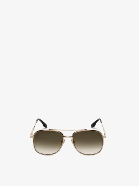 Victoria Beckham Double Bridge V Detail Sunglasses in Gold