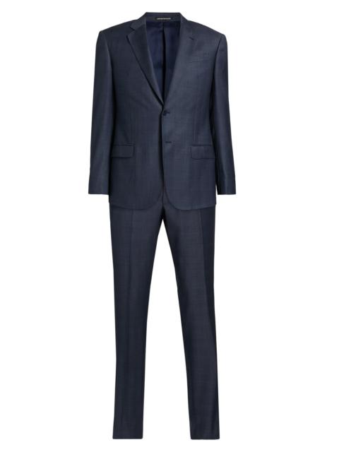 EMPORIO ARMANI Men's Plaid Wool Single-Breasted Suit - Grey