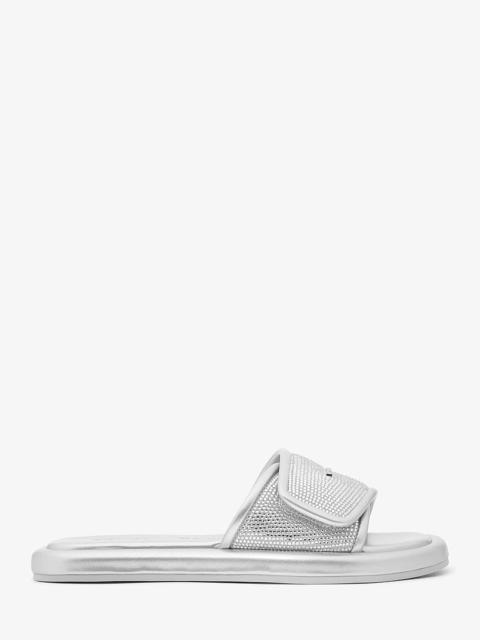MICHAEL KORS Suki Embellished Metallic Slide Sandal
