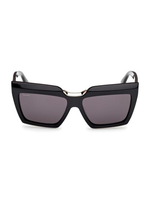 Max Mara Women's Spark-7 56MM Rectangular Sunglasses - Black Gold Black