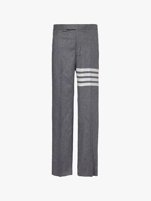 Four-bar straight-leg mid-rise wool-blend trousers