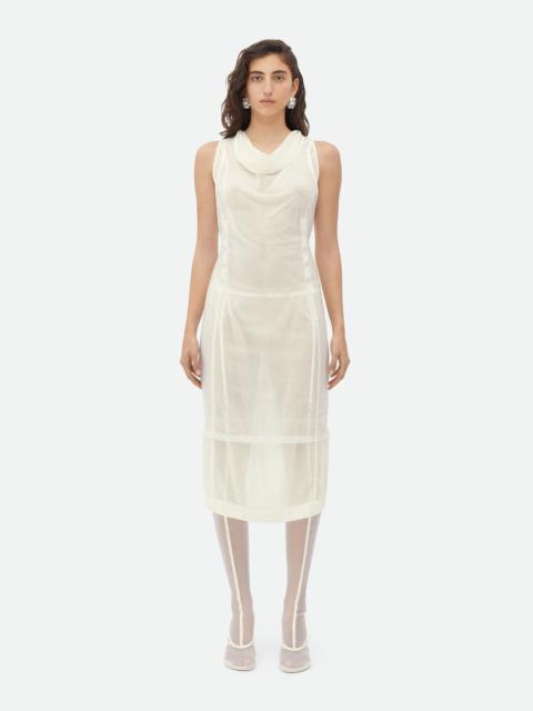 Bottega Veneta Double Layer Light Cotton And Nylon Midi Dress