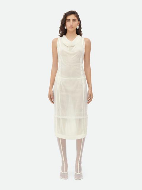 Double Layer Light Cotton And Nylon Midi Dress