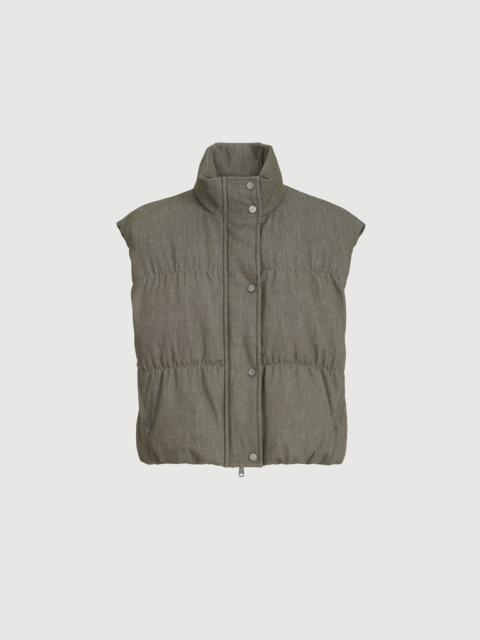 Brunello Cucinelli Cotton denim-effect twill down vest with monili
