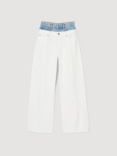 Sandro TWO-TONE DOUBLE-WAISTBAND JEANS