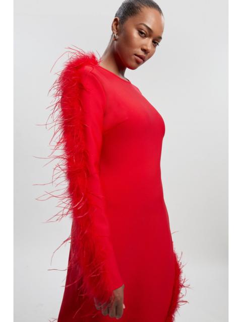 KAREN MILLEN Plus Size Figure Form Bandage Knit Split Feather Hem Maxi Dress
