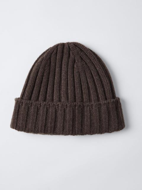 Ribbed cashmere chiné beanie