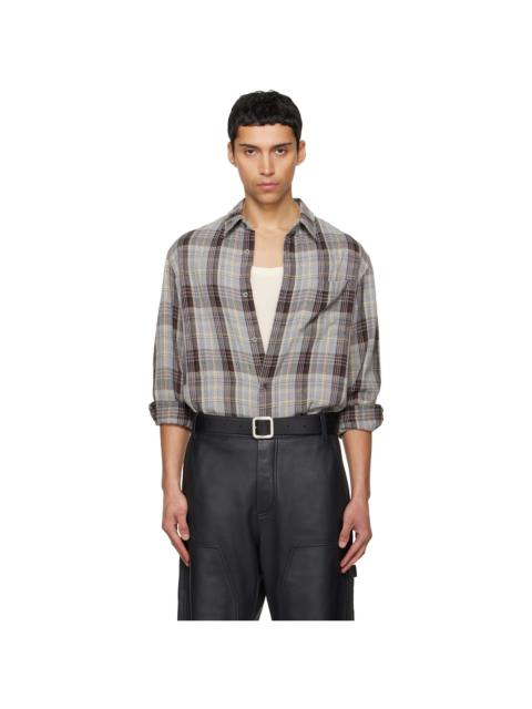 Tonywack Gray Washed Cotton Blend Check Shirt
