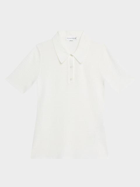 Victoria Beckham Pointelle Chevron Knit Polo Top