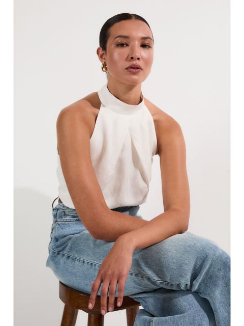 KAREN MILLEN Viscose Linen Cross Front Halter Neck Woven Top