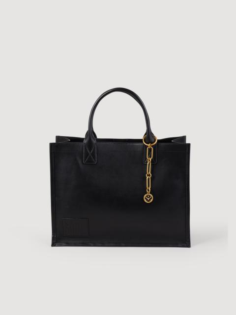 Sandro Leather tote bag with chain jewelry