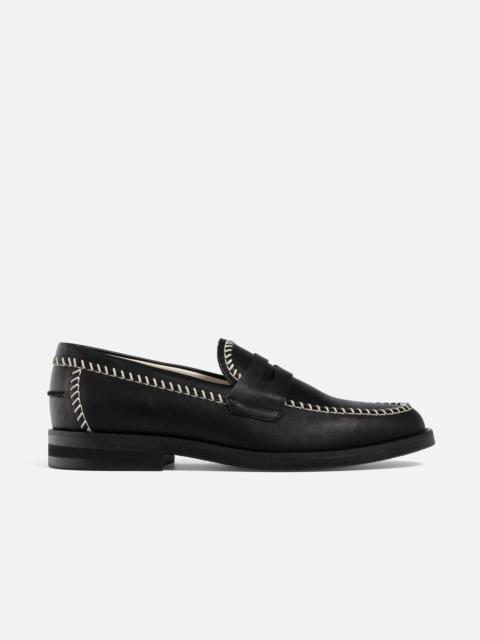 DUKE + DEXTER Wilde Black + Cream Box Stitch Penny Loafer - Men's