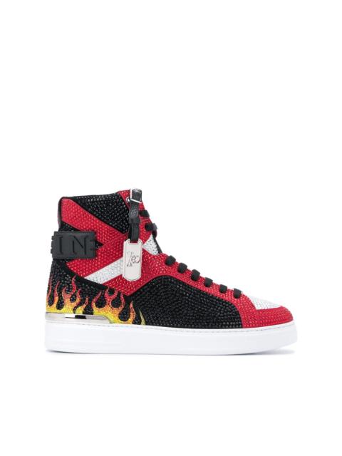 PHILIPP PLEIN Money Beast crystal flame sneakers