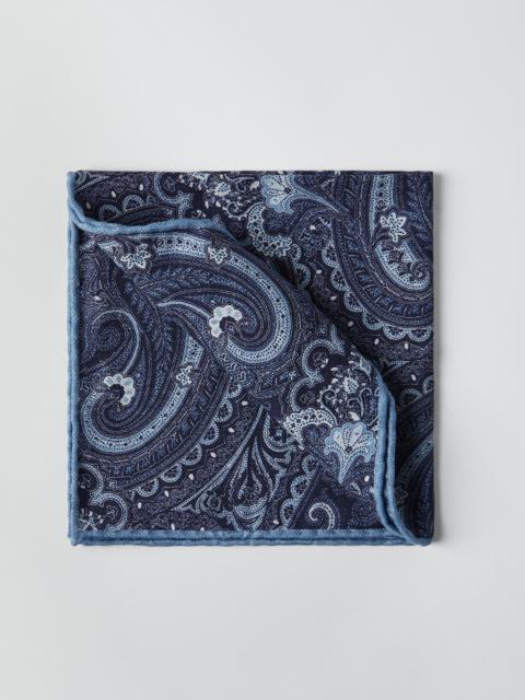 Brunello Cucinelli Double face silk pocket square with Paisley design