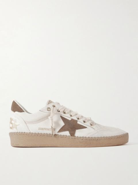 Golden Goose Ball Star distressed suede-trimmed canvas sneakers Cream