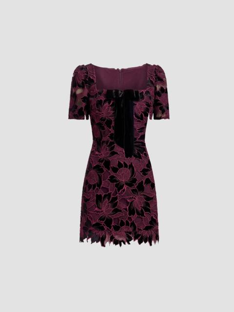 Dress The Population Women's Clarke Bow-Front Velvet Lace Mini Dress - Deep Plum Multi