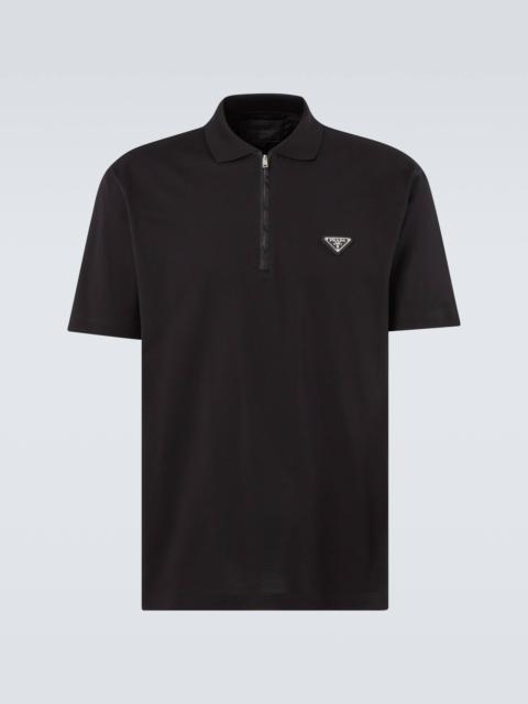 Prada Re-Nylon-trimmed cotton piqué polo shirt