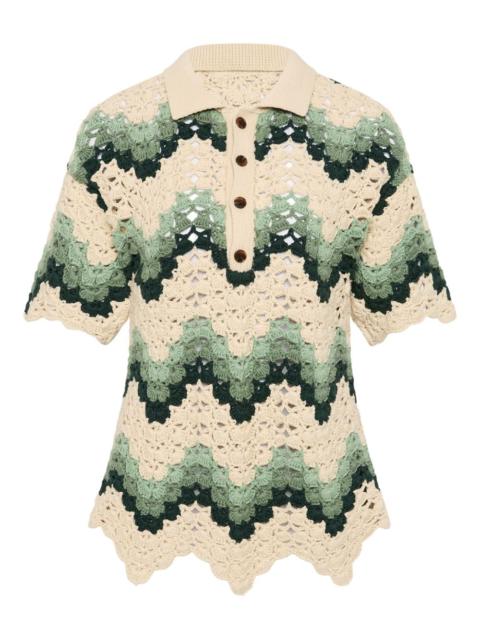 THE UPSIDE Tidal Sagra crochet polo top