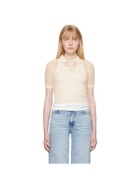 RECTO Beige Net Crop Polo