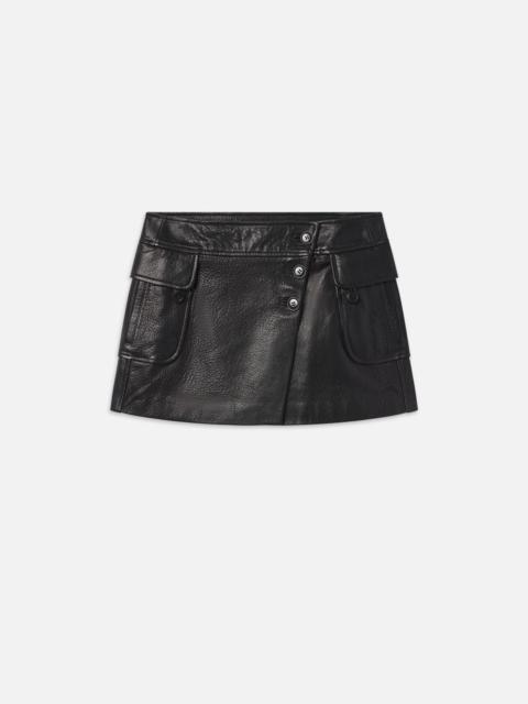FRAME Leather Cargo Mini Skirt in Black