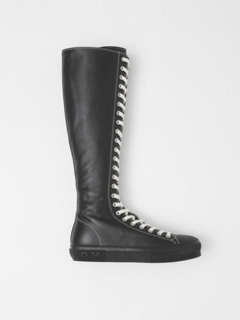 Burberry Topstitched Leather Knee-high Sneakers