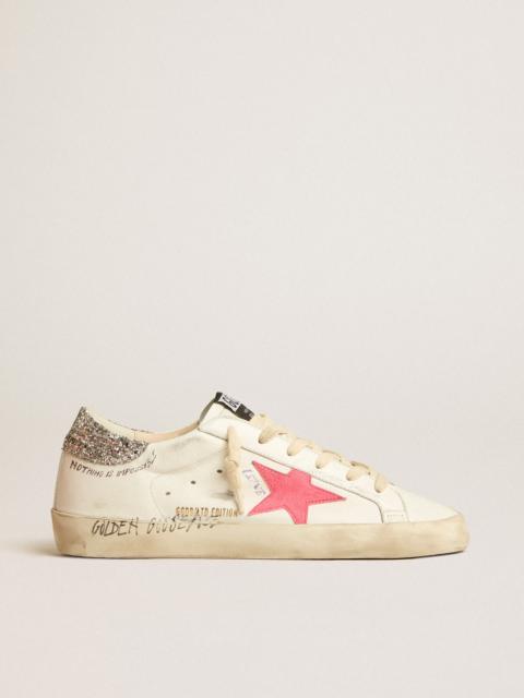 Golden Goose Super-Star LTD with fluorescent lobster suede star and glitter heel tab