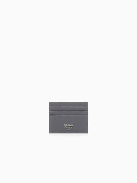 EMPORIO ARMANI CARD HOLDER IN TEXTURED BONDED LEATHER WITH METALLIC LOGO