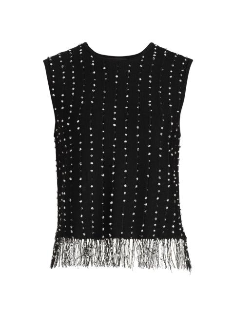 rag & bone Women's James Crochet Fringe Tank - Black