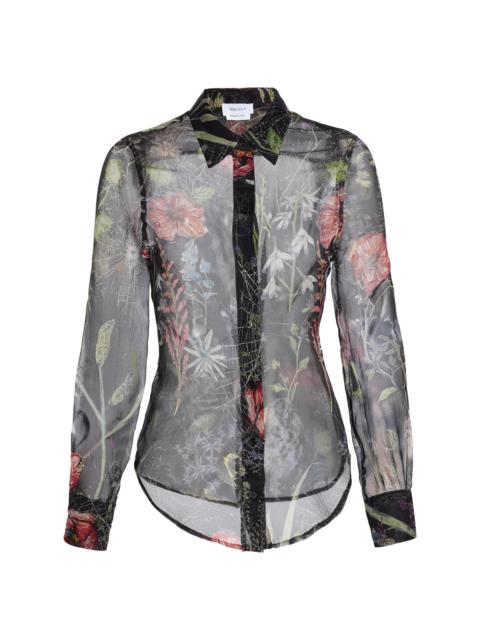 Alexander McQueen Women's Floral Web Silk Shirt - Black