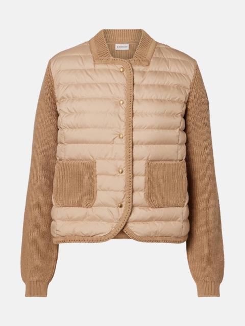 Moncler Down-paneled cotton cardigan