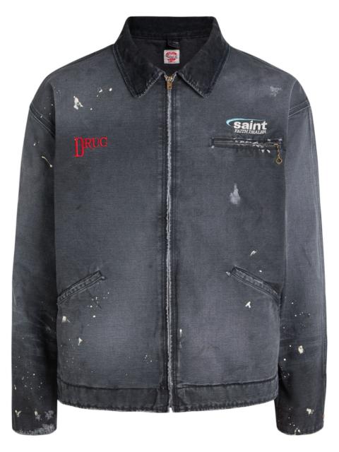 SAINT M×××××× Saint Mxxxxxx Drug Work Embroidered Distressed Cotton Jacket