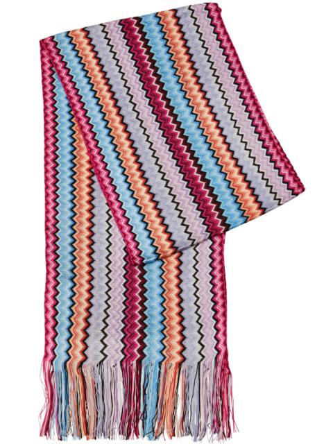 Missoni Zigzag-intarsia fine-knit scarf