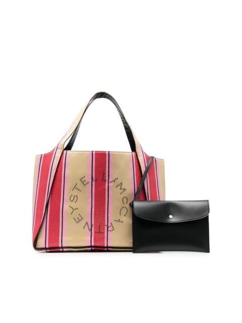 Stella McCartney striped logo-print tote bag