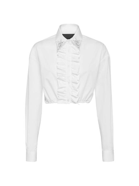 cropped ruffled cotton shirt