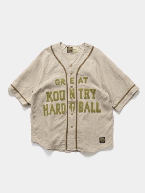 Kapital French Linen GREAT KOUNTRY Baseball Shirt Beige